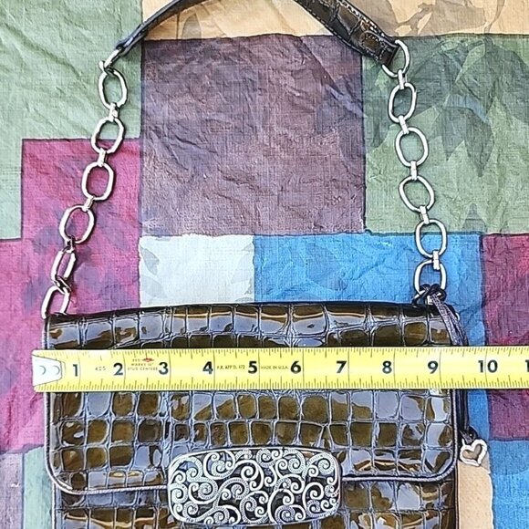 Brighton "All You Need Is Love" Faux Patent Leather Croc Embossed Purse Bag -EC - Picture 5 of 9
